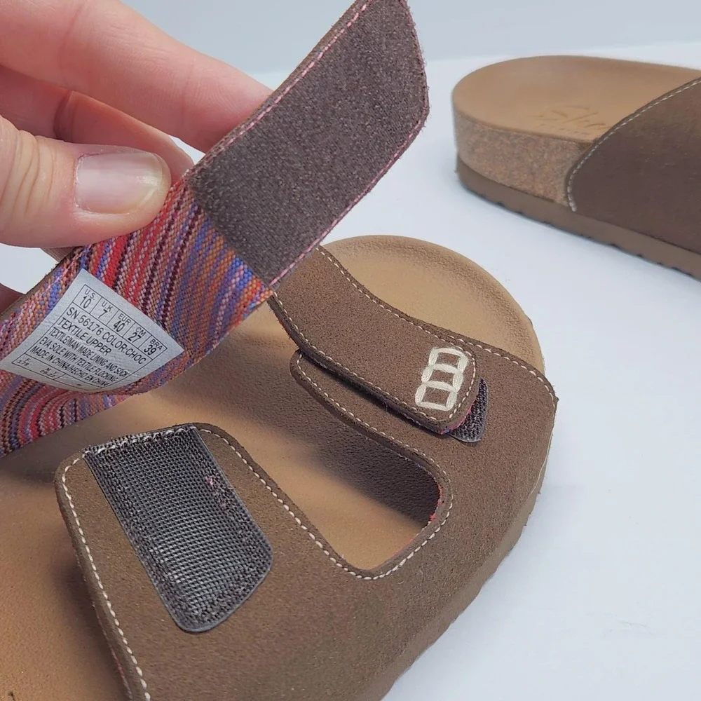Skechers Sandals Womens Size 10 Brown Luxe Foam Slide On Adjustable EUC SN 56176 - Picture 5 of 10